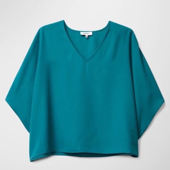 Aritzia Green V-Neck Blouse with Kimono Sleeves - Picture 2 of 12